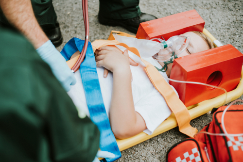 injured person on stretcher