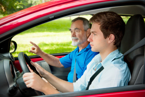 Teenager learning to drive